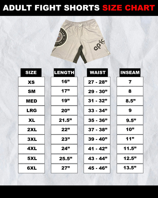 Epic Grappling Shorts (Elastic Waistband) Matte Black