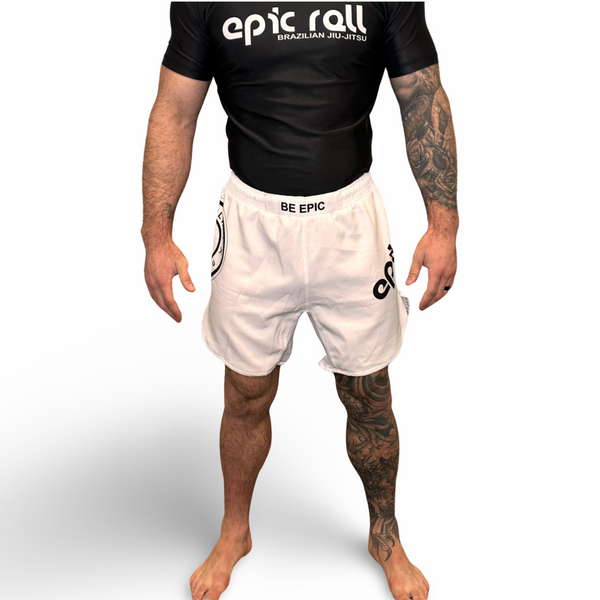 Epic Grappling Shorts 2.0 (Elastic Waistband) Ghost White