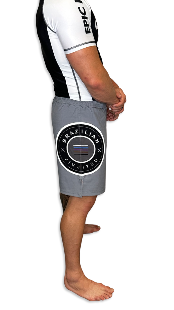 Epic Grappling Shorts (Elastic Waistband) Grey Skies
