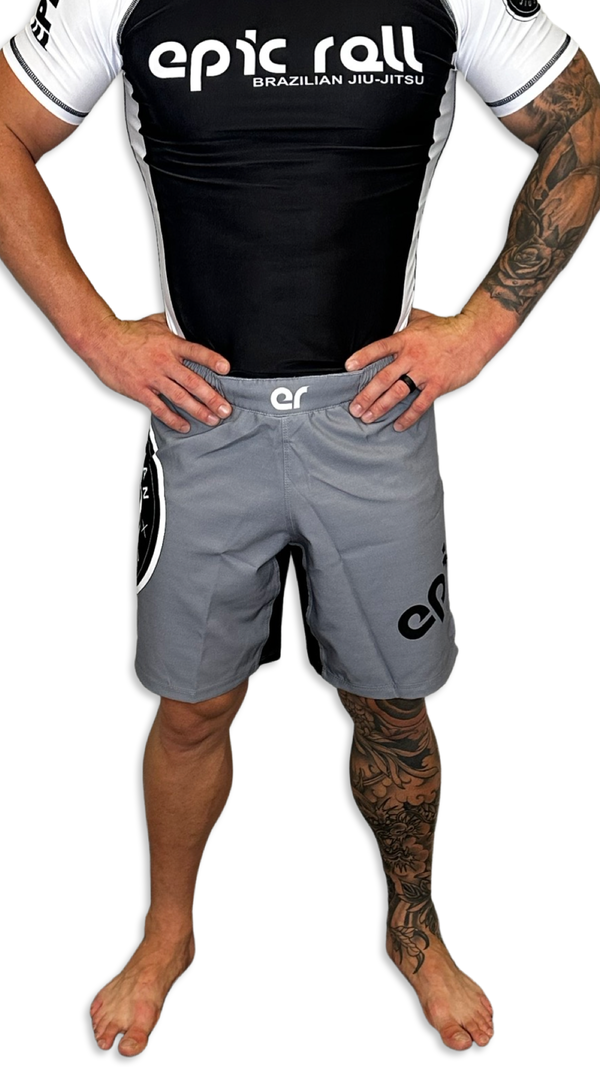 Epic Grappling Shorts (Elastic Waistband) Grey Skies