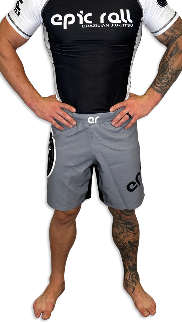 Epic Grappling Shorts (Elastic Waistband) Grey Skies