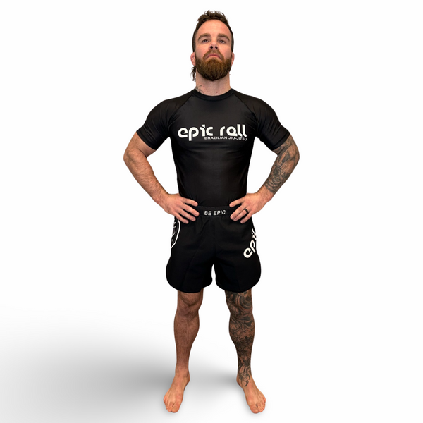 Epic Grappling Shorts 2.0 (Elastic Waistband) Matte Black