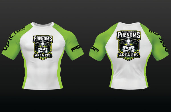 Philadelphia Phenoms rash guard- White and Green