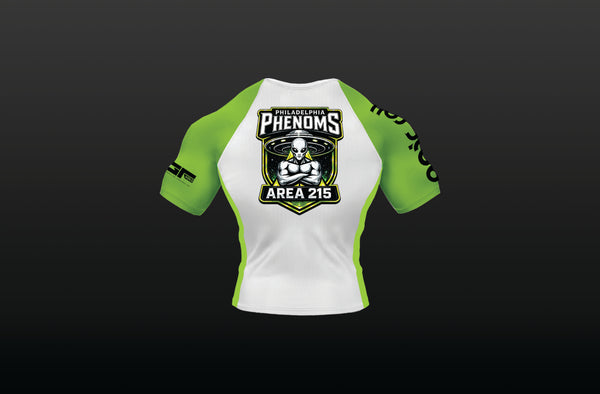 Philadelphia Phenoms rash guard- White and Green