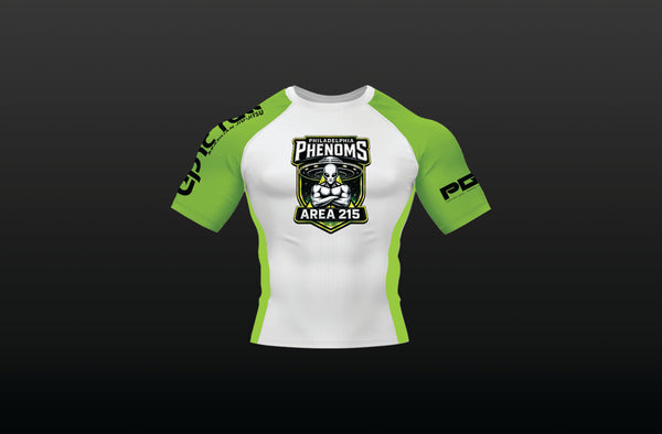 Philadelphia Phenoms rash guard- White and Green